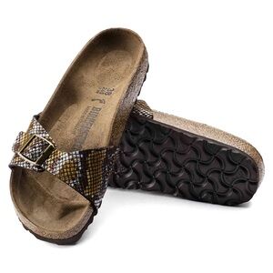 NWOT BIRKENSTOCK Madrid Brown Python Print Sandals -37N